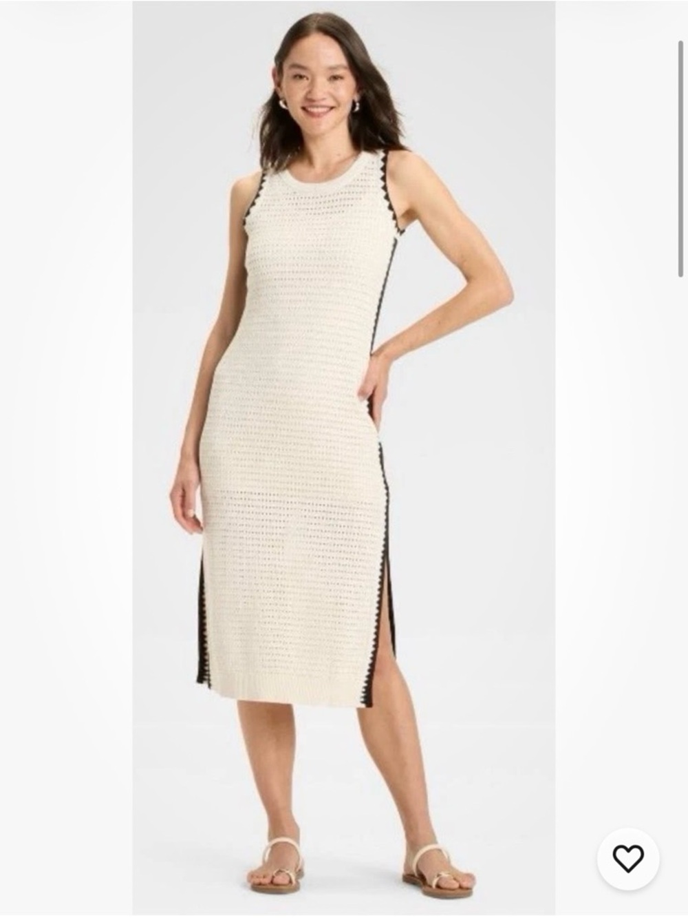 Universal Thread Women's
Openwork Lined Midi Sweater Dress Cream/Black-Small